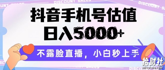 抖音手机号估值,日入5000+,不露脸直播,小白秒上手【揭秘】