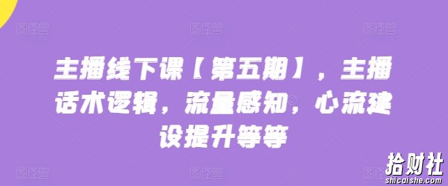 主播线下课【第五期】，主播话术逻辑，流量感知，心流建设提升等等