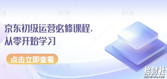 京东初级运营必修课程,从零开始学习