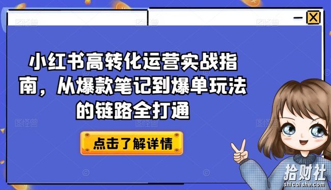 小红书高转化运营实战指南，从爆款笔记到爆单玩法的链路全打通