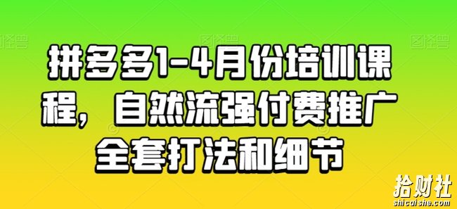 拼多多1-4月份培训课程，自然流强付费推广全套打法和细节