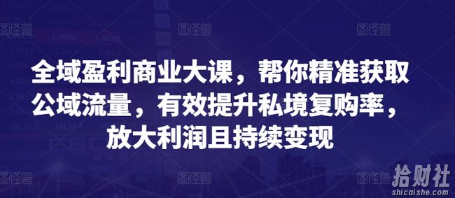 全域盈利商业大课，帮你精准获取公域流量，有效提升私境复购率，放大利润且持续变现