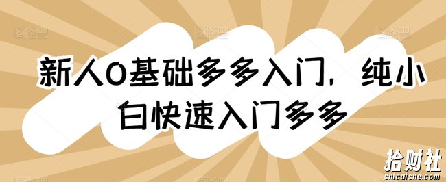 新人0基础多多入门,纯小白快速入门多多