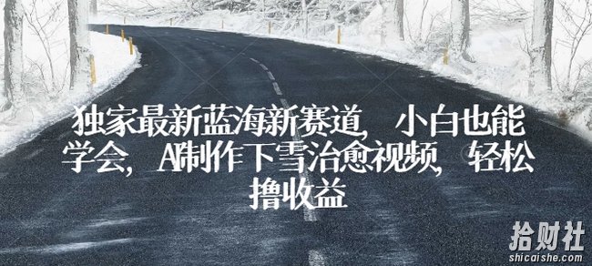 独家最新蓝海新赛道,小白也能学会,AI制作下雪治愈视频,轻松撸收益【揭秘】