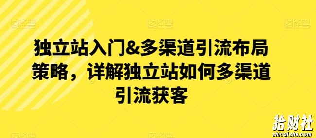 独立站入门&多渠道引流布局策略,详解独立站如何多渠道引流获客