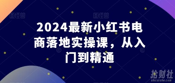 2024最新小红书电商落地实操课，从入门到精通
