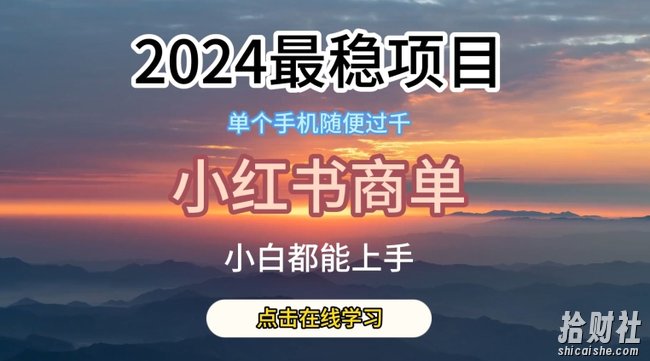 2024最稳蓝海项目，小红书商单项目，没有之一【揭秘】