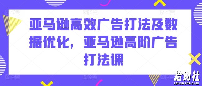 亚马逊高效广告打法及数据优化，亚马逊高阶广告打法课