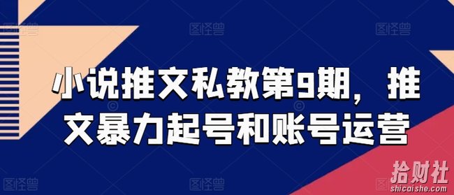 小说推文私教第9期，推文暴力起号和账号运营