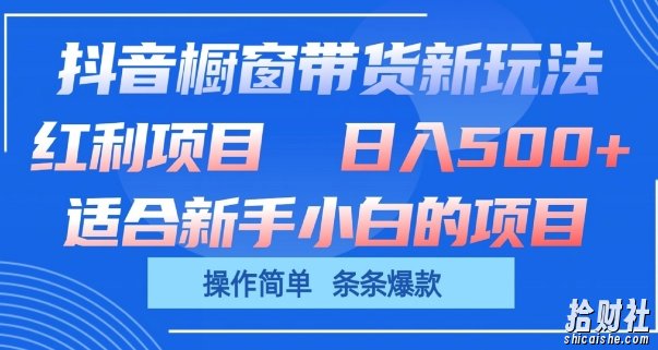 抖音橱窗带货新玩法,单日收益几张,操作简单,条条爆款【揭秘】