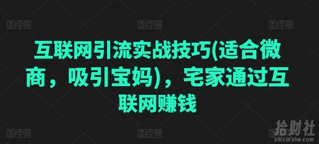 互联网引流实战技巧(适合微商，吸引宝妈)，宅家通过互联网创钱