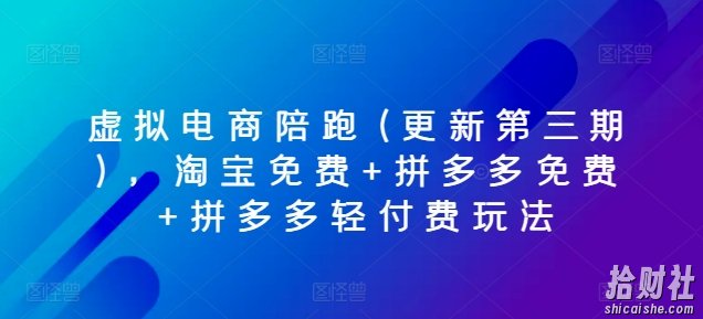 虚拟电商陪跑(更新第三期),淘宝免费+拼多多免费+拼多多轻付费玩法