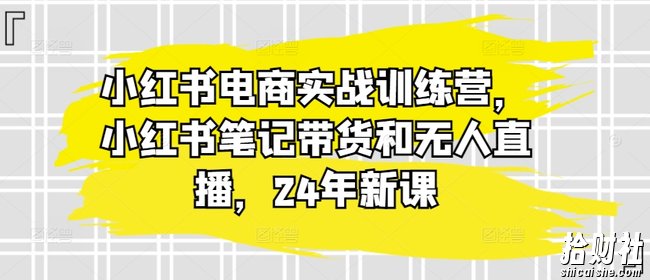 小红书电商实战训练营,小红书笔记带货和无人直播,24年新课
