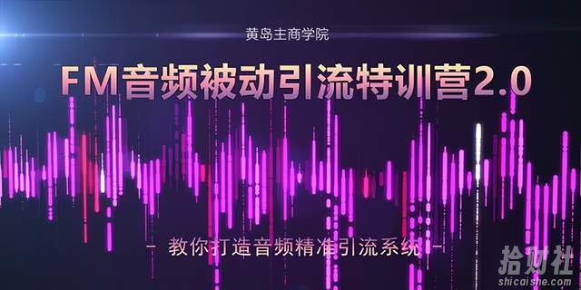 黄岛主FM音频引流特训营2.0：独家引流模式，单账号50W+播放量，轻松变现