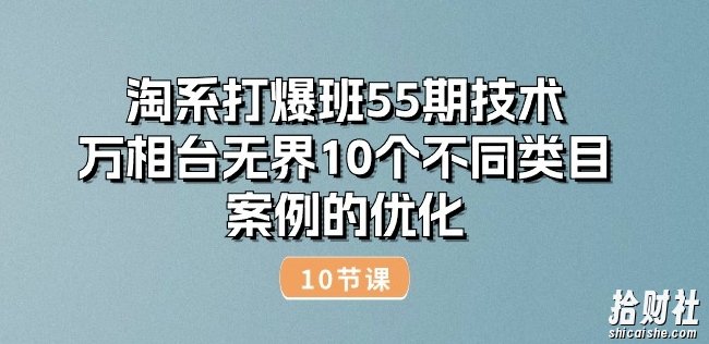 淘系打爆班55期技术：万相台无界10个不同类目案例的优化(10节)