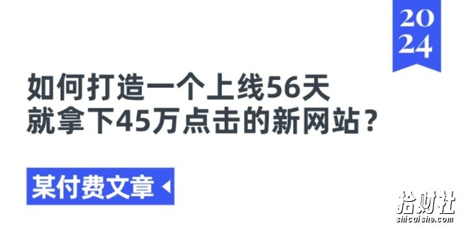 某付费文章《如何打造一个上线56天就拿下45万点击的新网站?》