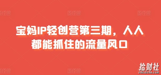 宝妈IP轻创营第三期,人人都能抓住的流量风口