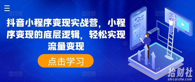 抖音小程序变现实战营，小程序变现的底层逻辑，轻松实现流量变现
