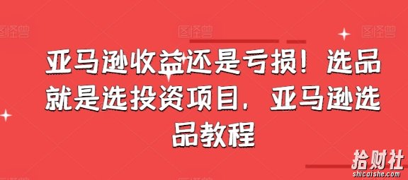 亚马逊收益还是亏损！选品就是选投入项目，亚马逊选品教程