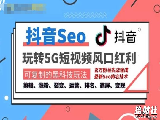 抖音SEO引流培训课程-抓住抖音风口，实现搜索排名，获取精准流量，快速成交变现