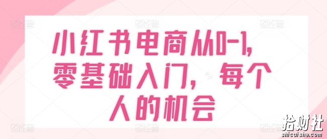 小红书电商从0-1,零基础入门,每个人的机会
