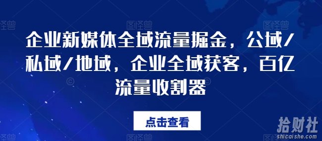 企业新媒体全域流量掘金,公域/私域/地域,企业全域获客,百亿流量收割器