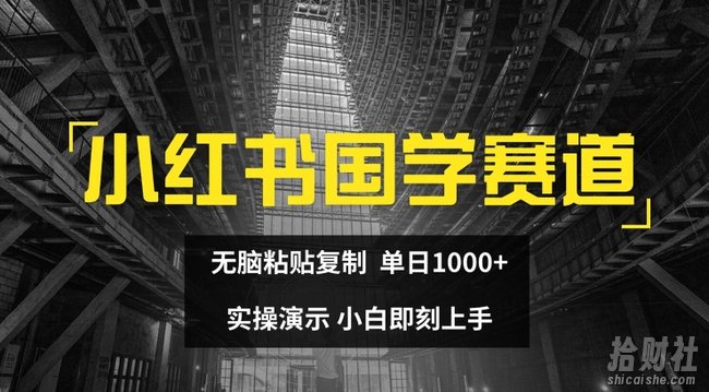 小红书国学赛道，无脑粘贴复制，单日1K，实操演示，小白即刻上手【揭秘】