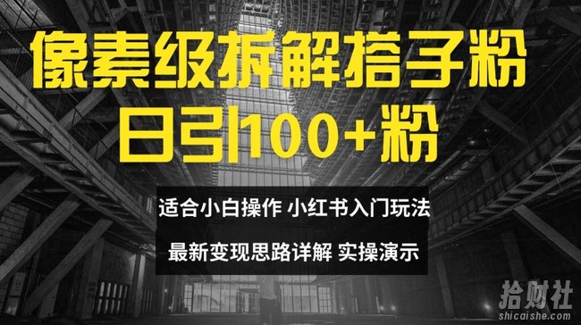 像素级拆解搭子粉，日引100+，小白看完可上手，最新变现思路详解【揭秘】