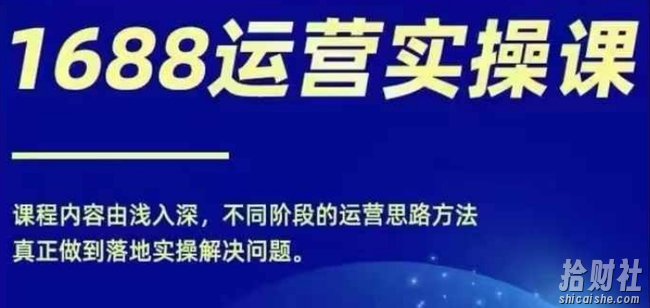 1688实操运营课，零基础学会1688实操运营，电商年入百万不是梦