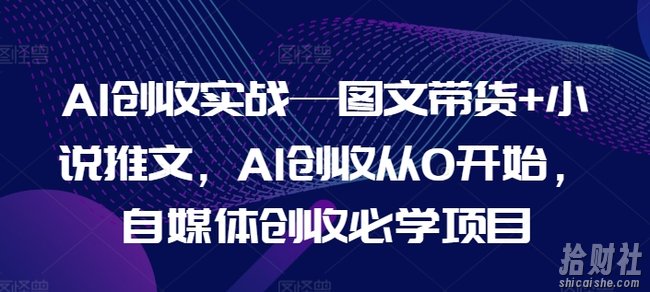 AI创收实战—图文带货+小说推文，AI创收从0开始，自媒体创收必学项目