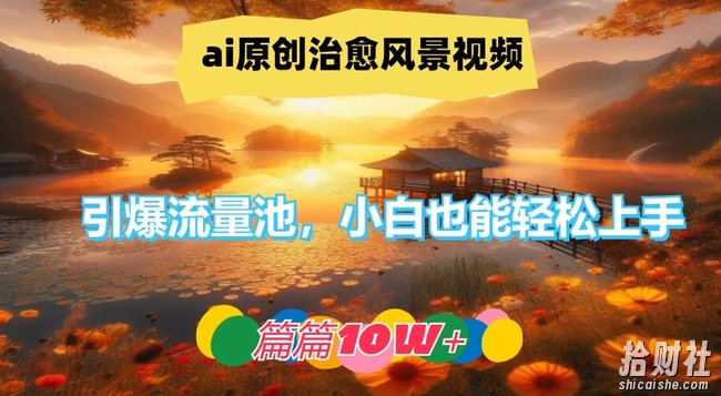 ai原创治愈风景视频,引爆流量池,小白也能轻松上手,篇篇10w+【揭秘】