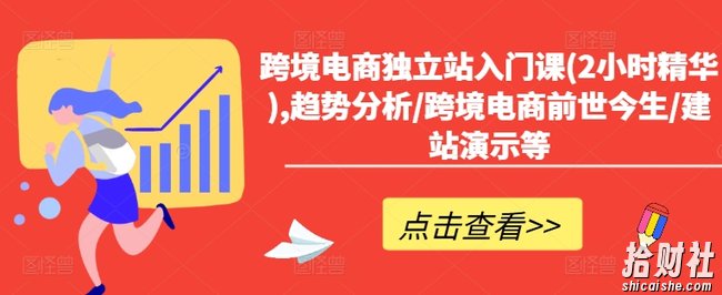 跨境电商独立站入门课(2小时精华),趋势分析/跨境电商前世今生/建站演示等
