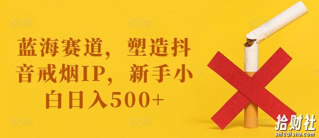 蓝海赛道,塑造抖音戒烟IP,新手小白日入500+【揭秘】