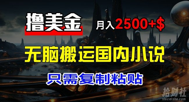 最新撸美金项目,搬运国内小说爽文,只需复制粘贴,稿费月入2500+美金,新手也能快速上手【揭秘】