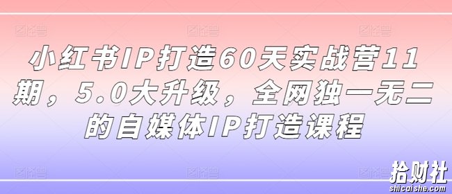 小红书IP打造60天实战营11期,5.0大升级,全网独一无二的自媒体IP打造课程