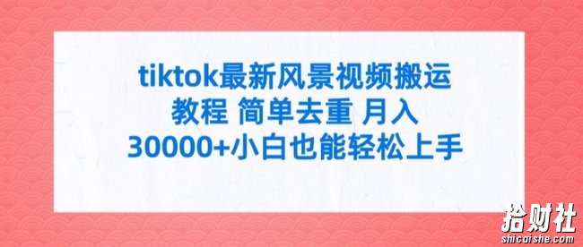 tiktok最新风景视频搬运教程 简单去重 月入3W+小白也能轻松上手【揭秘】