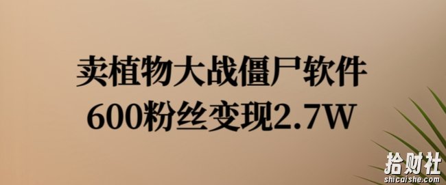 卖植物大战僵尸软件，600粉丝变现2.7W【揭秘】