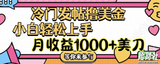 冷门发帖撸美金项目,月收益1000+美金,简单无脑,干就完了【揭秘】