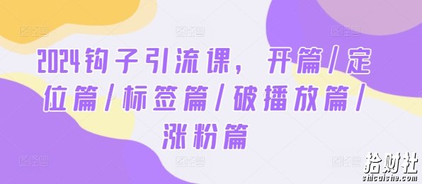 2024钩子引流课,开篇/定位篇/标签篇/破播放篇/涨粉篇