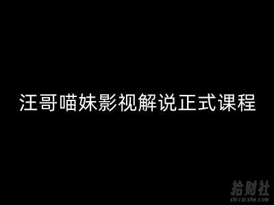 汪哥影视解说正式课程：剪映/PR教学/视解说剪辑5大黄金法则/全流程剪辑7把利器等等