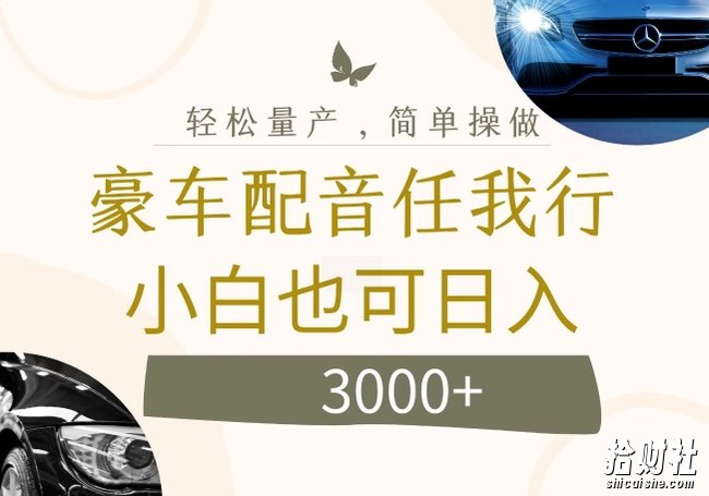 不为人知的暴力小项目,豪车配音,日入几张【揭秘】