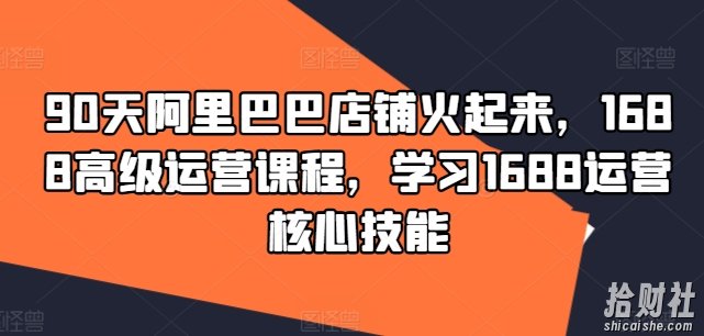 90天阿里巴巴店铺火起来,1688高级运营课程,学习1688运营核心技能
