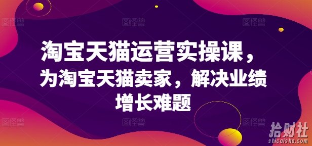 淘宝天猫运营实操课,为淘宝天猫卖家,解决业绩增长难题