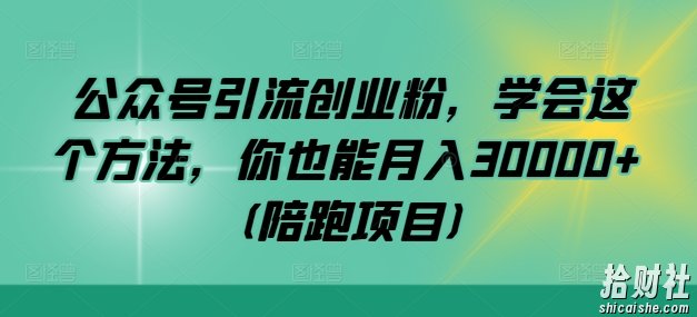 公众号引流创业粉,学会这个方法,你也能月入30000+ (陪跑项目)