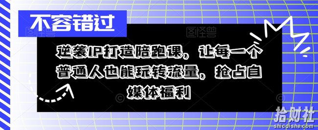 逆袭IP打造陪跑课,让每一个普通人也能玩转流量,抢占自媒体福利