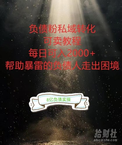 负债粉掘金计划,帮助负债者解决问题,债务规划,债务重组,最好的变现方式【揭秘】