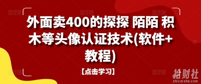外面卖400的探探 陌陌 积木等头像认证技术(软件+教程)