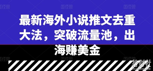 最新海外小说推文去重大法，突破流量池，出海赚美金