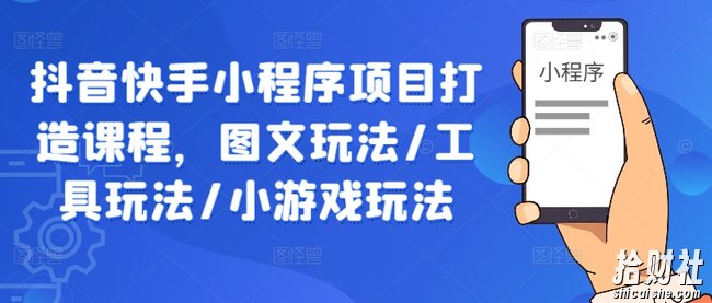 抖音快手小程序项目打造课程,图文玩法/工具玩法/小游戏玩法