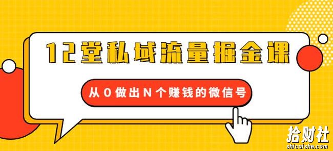12堂私域流量掘金课：打通私域４大关卡，从0做出N个賺米的微信号